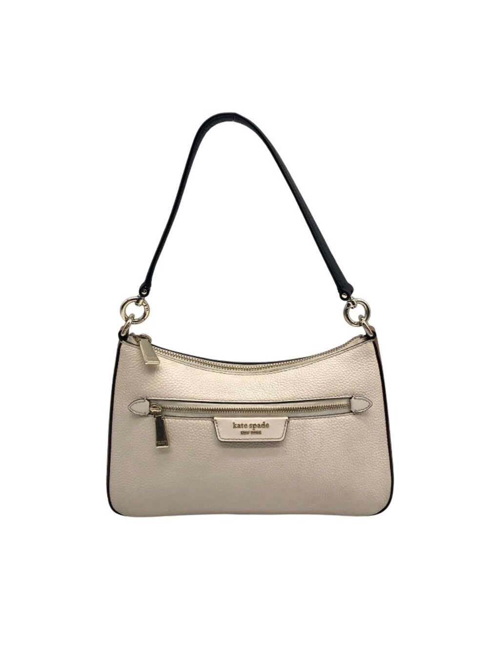 Kate Spade Beige And Brown Pebbled Leather Convertible Husdson Shoulder Bag